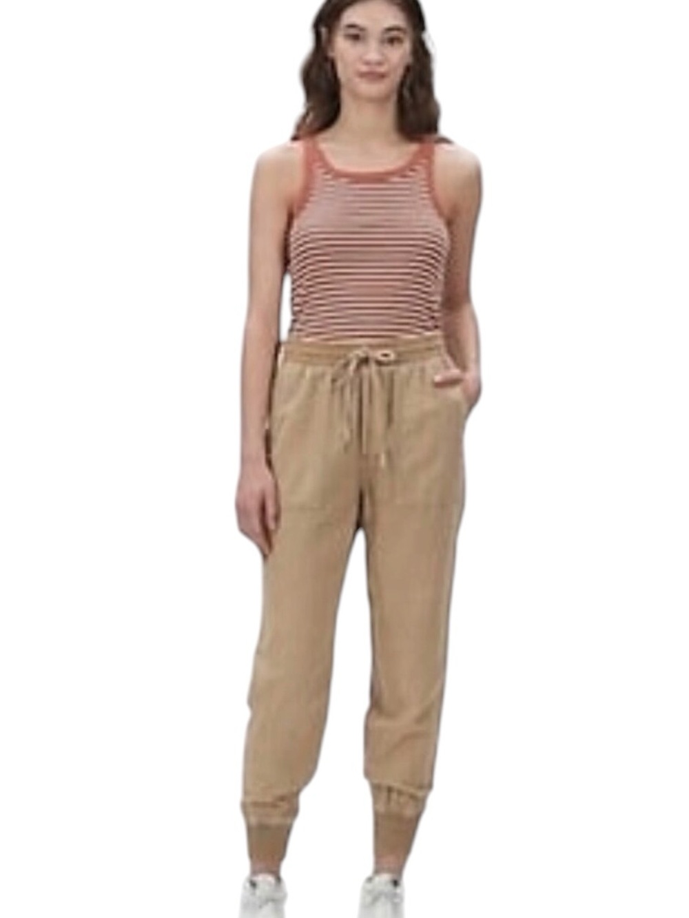 Gap linen/cotton blend tan casual Drawstring waist Joggers size large